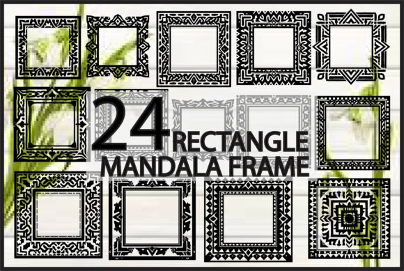 24 Rectangle Mandala Frame Graphics & Illustrations