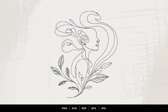 Abstract Woman Face Line Art SVG: Modern Graphics & Illustrations