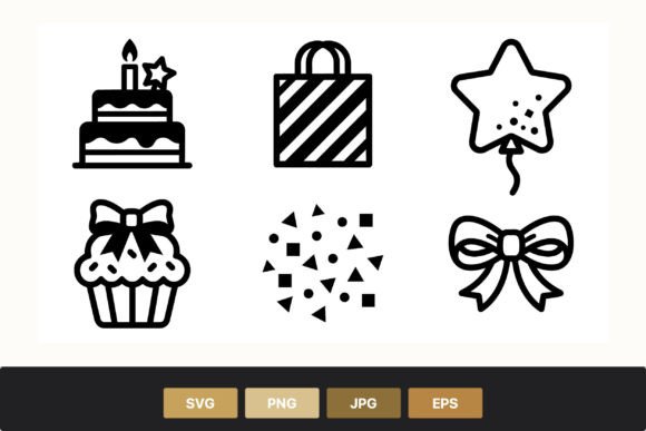 Birthday Cake Balloon Gift Bag Cupcake Graphics