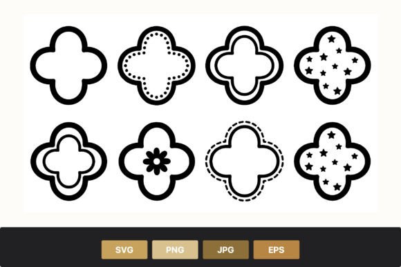 Black and White Clover Icon Set