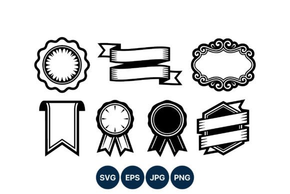 Black and White Ribbon Badge Vector: Clean Graphics & Illustrations