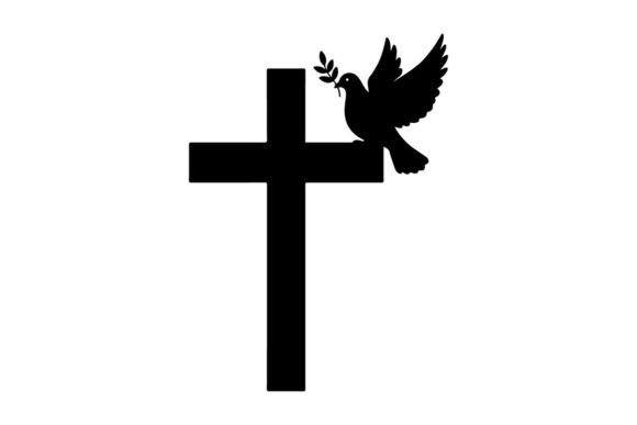 Black Dove Flying with Olive Branch Graphics & Illustrations