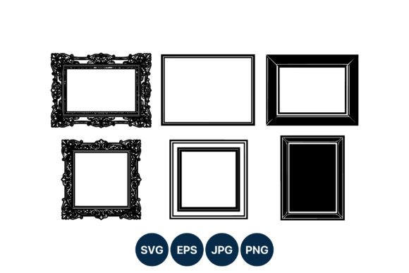 Black Ornate and Simple Picture Frames Graphics