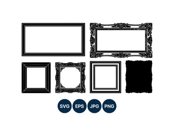Black White Ornate Picture Frames Vector: Graphics & Illustrations