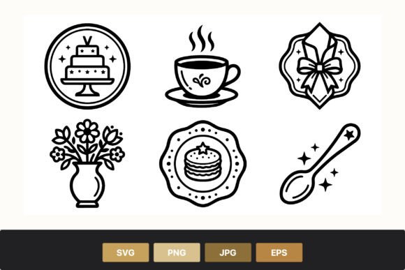 Cake Flower Cup Spoon Vector Icons