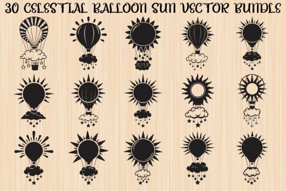 Celestial Sun Balloon Design Bundle: Graphics & Illustrations