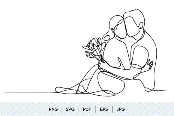 Couple Hug Line Art SVG: Graphics & Illustration Review