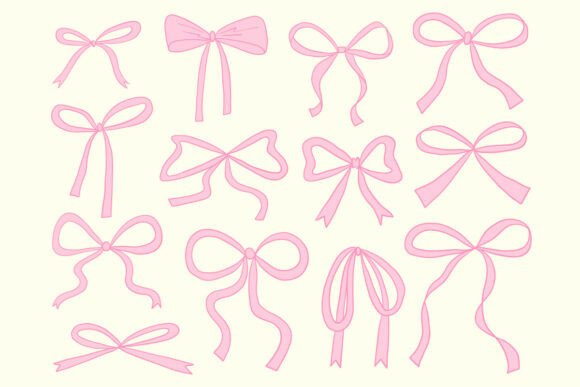 Cute Ribbon Bow SVG Bundle Set Pack: Graphics & Illustrations