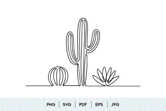 Desert Cactus Line Art SVG: Clean Graphics & Illustrations for Handmade Brands