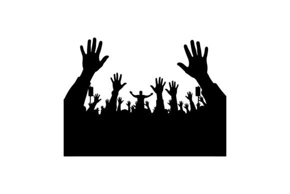 Diverse Group Raising Hands in Unity Aga: Graphics & Illustrations