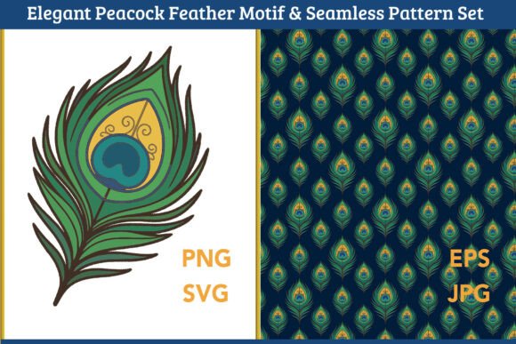 Elegant Peacock Feather DecorativeVector: Illustrations & Graphics