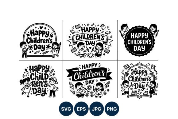 Happy Children’s Day Black & White Graphics