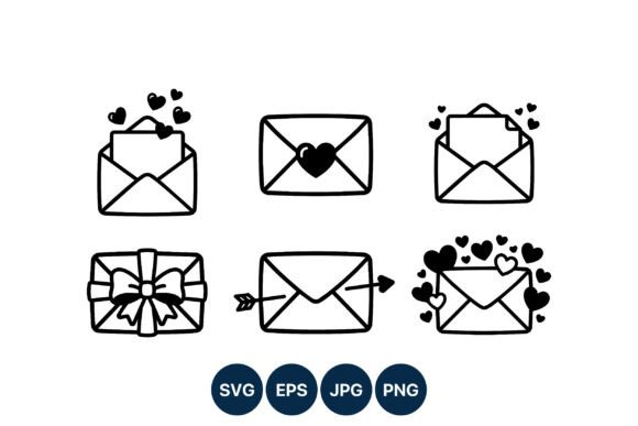 Love Letter Envelopes Black White Vector Graphics Review