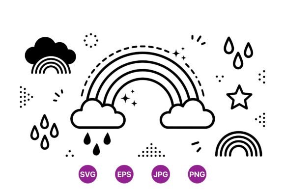 Minimalist Rainy Day Clipart: Graphics & Illustrations for Clean Editorial Design