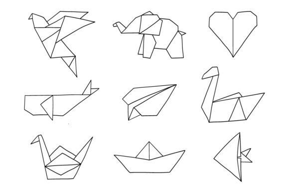 Origami Outline Set Line Art Pack SVG Graphics