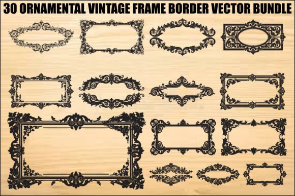 Ornamental Vintage Frame Border Bundle: Graphics & Illustrations