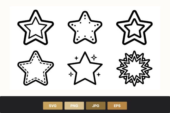 Outline Star Shapes Vector Art Set: Graphics & Illustrations