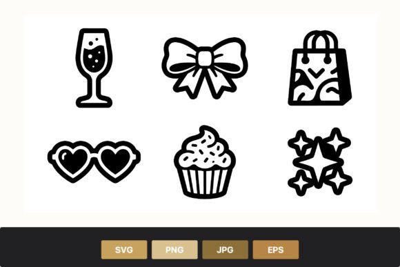 Party Icon Line Art Set