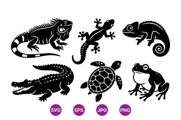 Reptile Silhouette Clipart Pack: Graphics & Illustrations for Sellers