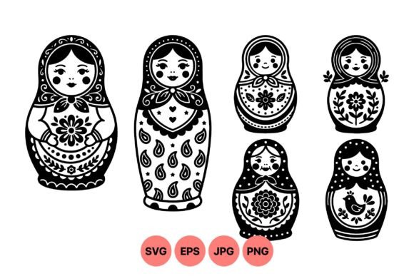 Rustic Matryoshka Doll Clipart: Graphics & Illustrations for Handmade Crafters