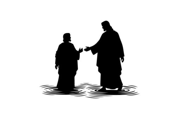 Silhouette of Two Men Shaking Hands in W Graphics & Illustrations