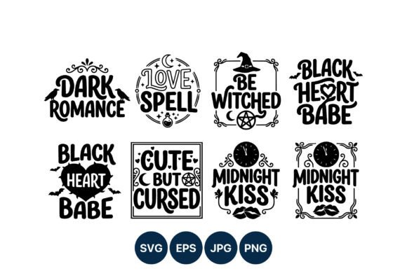 Spooky Halloween Phrases Vector Set: Graphics & Illustrations