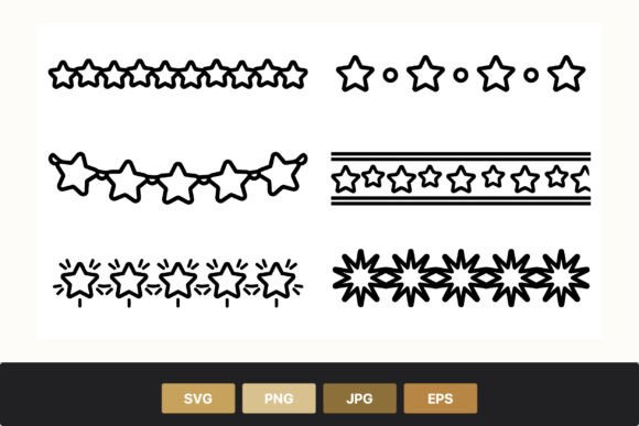 Star Border Set Black White: Graphics & Illustrations for Local Branding