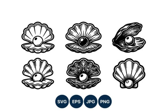 Vintage Pearl Oyster Shell Vector: Graphics & Illustrations