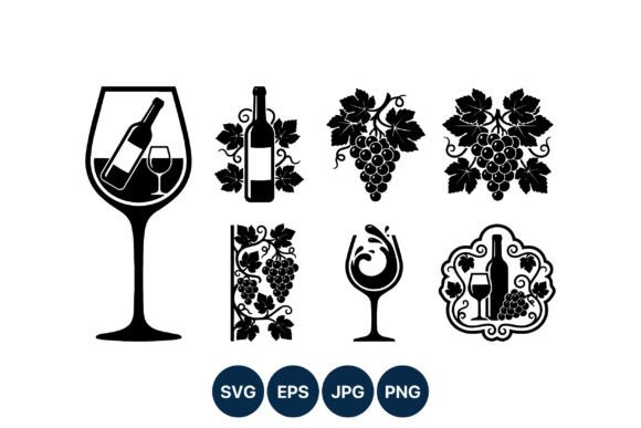 Wine Bottle and Grapes Vector Art: Graphics & Illustrations